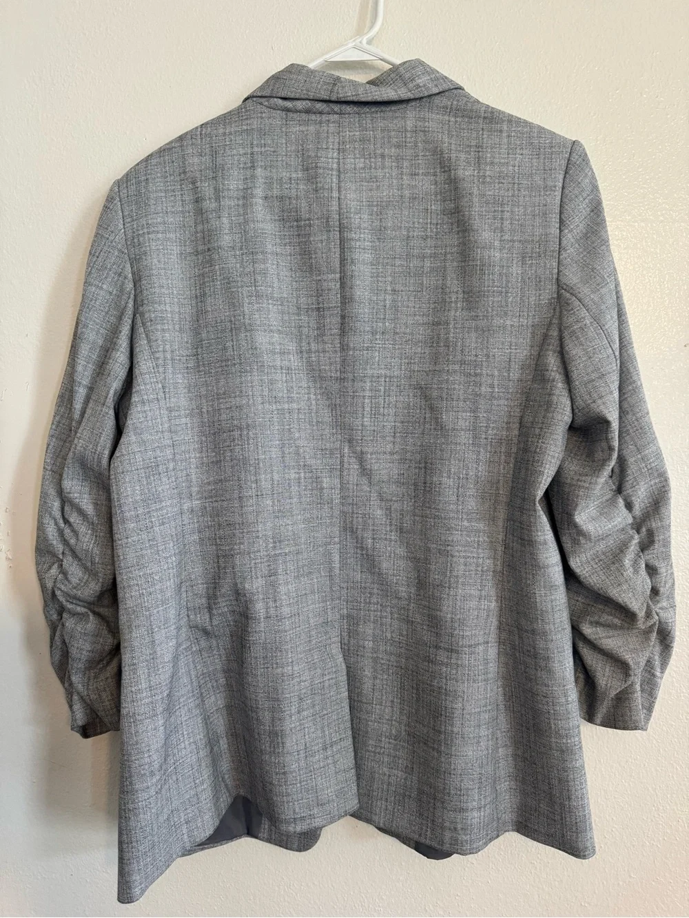 DKNY Gray Shawl Collar Blazer with cinched sleeves